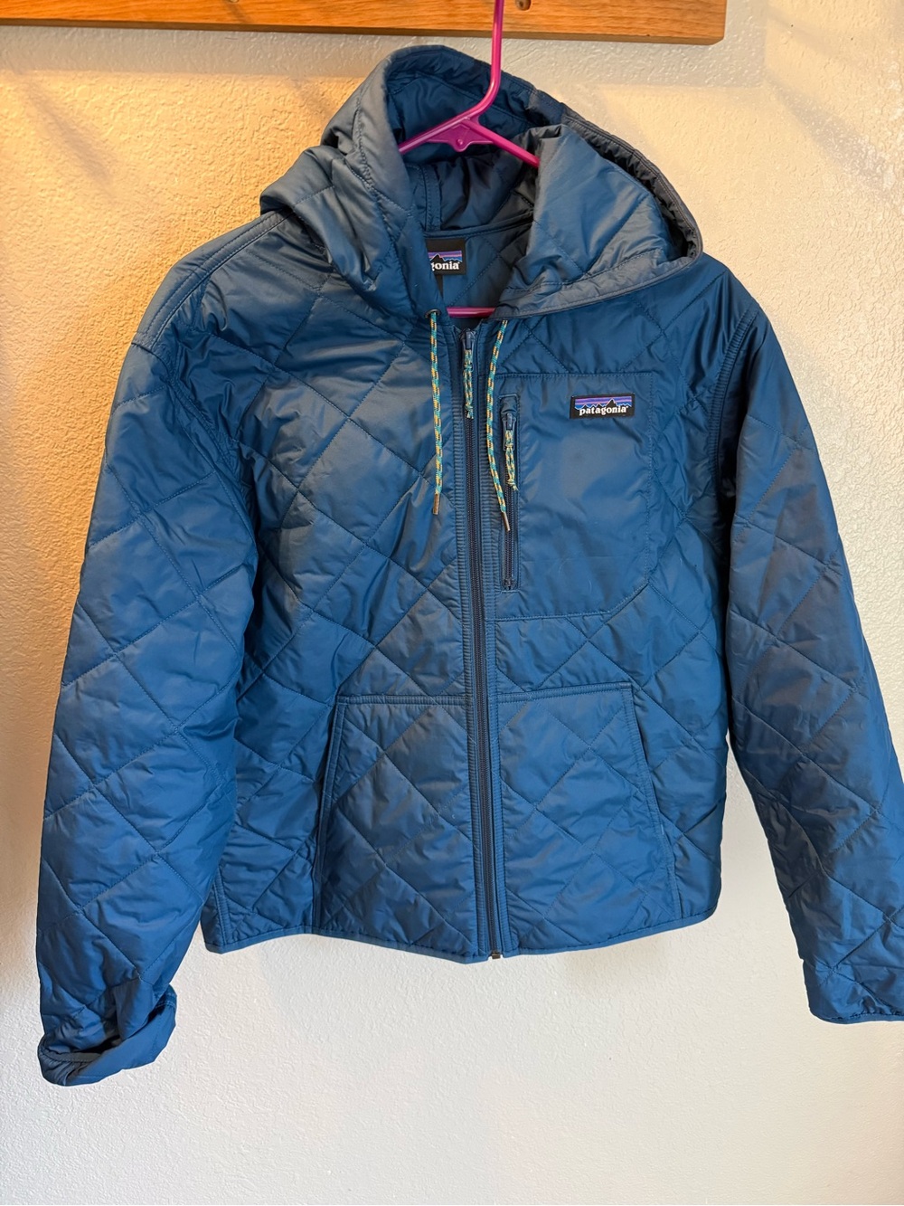 Patagonia Quilted Hooded Jacket in Lagom Blue